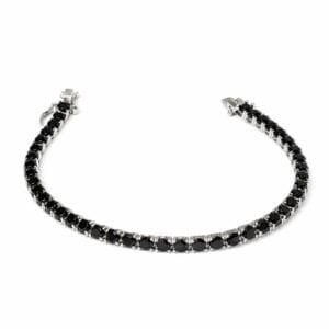 שור הזהב צמיד טניס אבנים שחורות 4 מ"מ מכסף