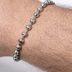 שור הזהב צמיד כדורים חיתוך יהלום מכסף