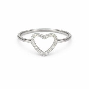 שור הזהב טבעת לב מכסף בשיבוץ זירקון