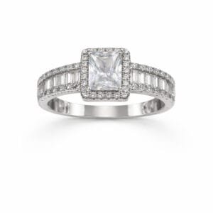 טבעת זירקון אמרלד קאט מכסף