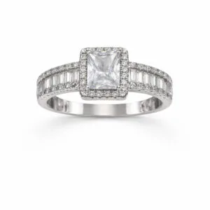 טבעת זירקון אמרלד קאט מכסף